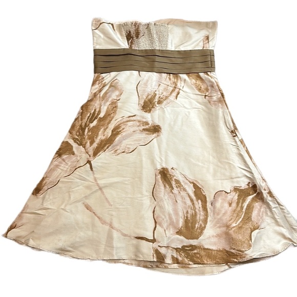 Anthropology Watercolored Strapless Silk Dress Size 6 Petite - Picture 5 of 8